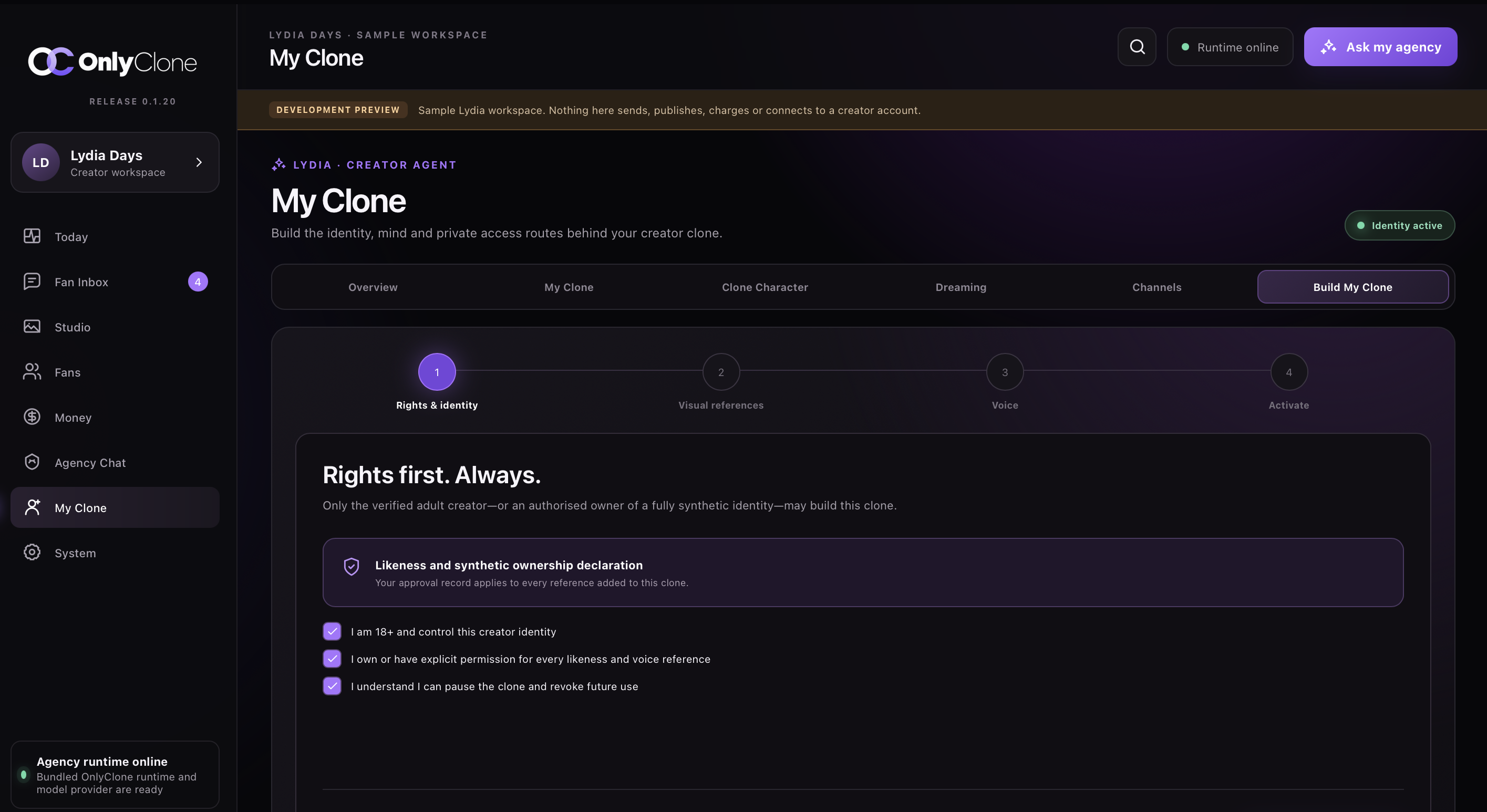 01 / IDENTITY: OnlyClone desktop screenshot