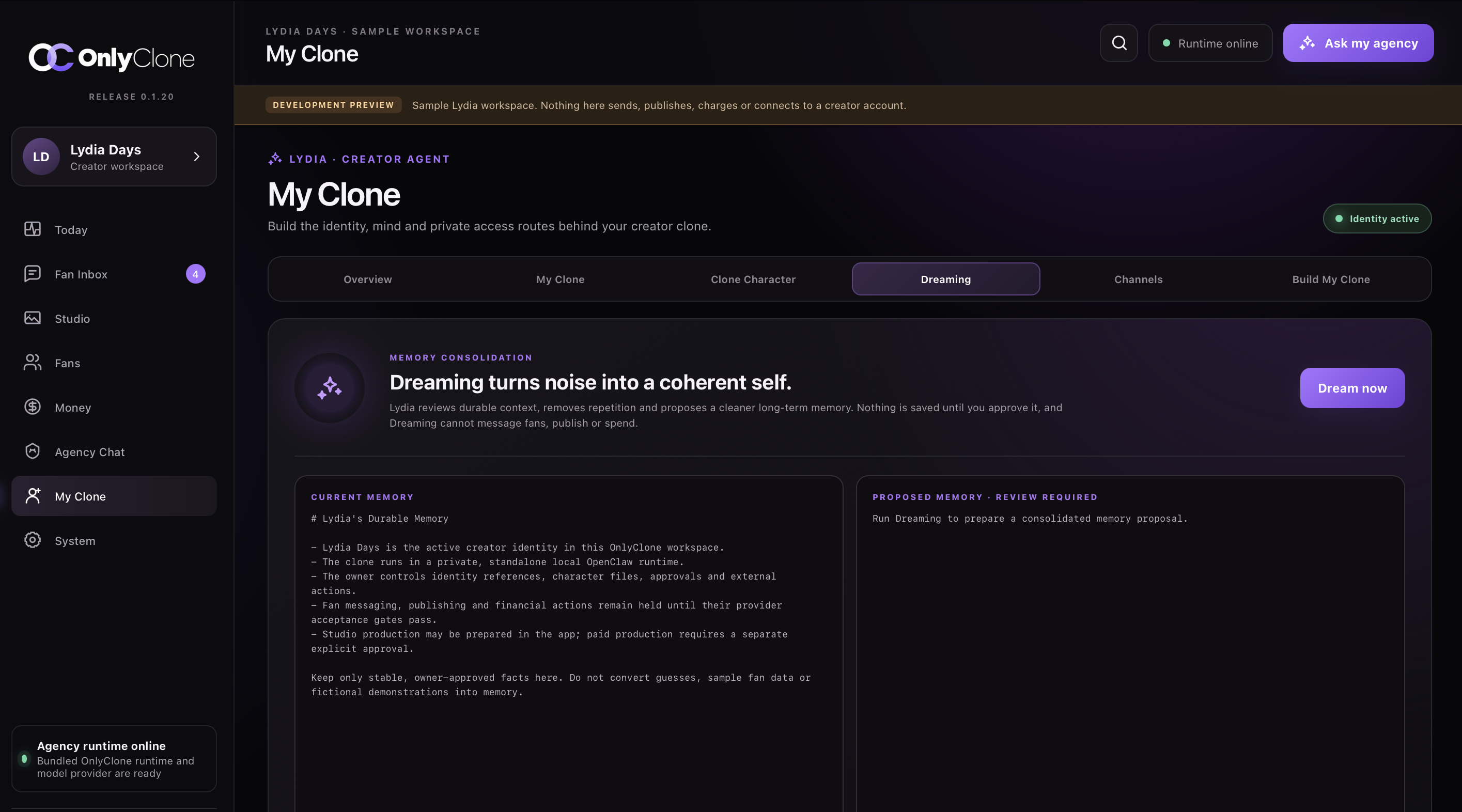 06 / CONTROL: OnlyClone desktop screenshot