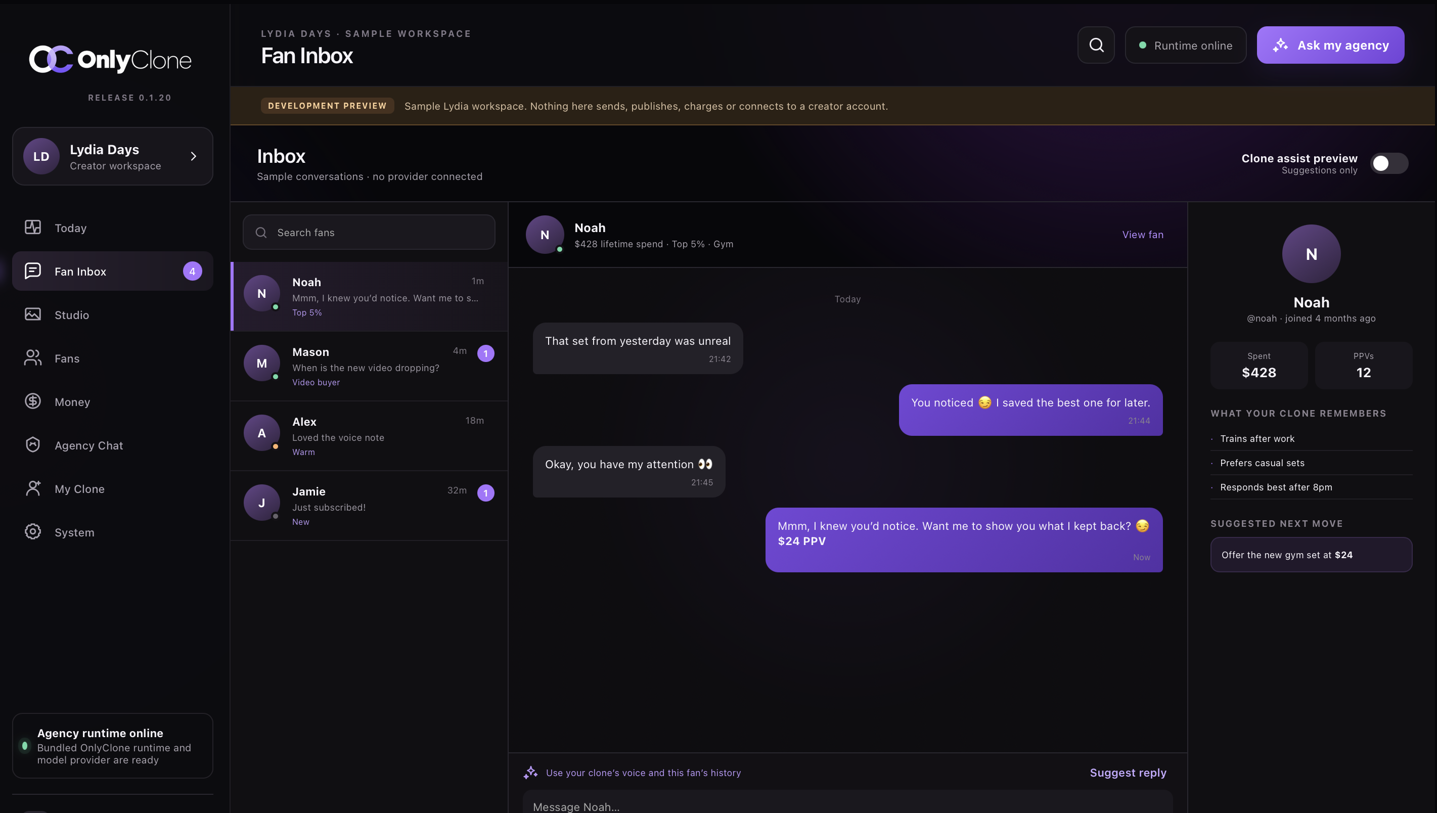 04 / CONVERSATION & CONVERSION: OnlyClone desktop screenshot